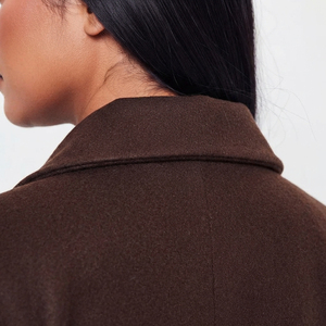 Manteau d'hiver pour femme en gros, sur mesure avec logo, col à capuche et décoration en fourrure, style décontracté, en laine - Product Image 5