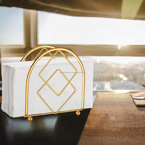 Porte-serviettes en métal fini or de la plus haute qualité et support élégant organisateur de Table à manger d'intérieur pour le stockage de serviettes en papier - Product Image 5