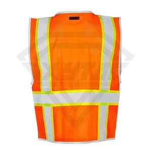 เสื้อกั๊กสะท้อนแสงตาข่ายสีส้มคุณภาพสูงพร้อมกระเป๋า เสื้อผ้าทำงานแบบมองเห็นได้ชัดเจนสำหรับอุตสาหกรรม จากผู้ผลิต - Product Image 4
