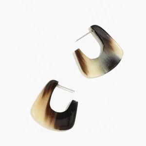 Customizable Buffalo Horn <b>Earring</b> Stainless Steel <b>Silver</b> Copper with Hook Shape From Manufacturer and Exporter - Product Image 1