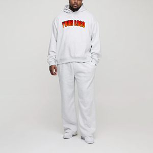 Survêtement blanc à capuche pour homme, manches longues, coupe ample, décontracté, en coton, avec logo imprimé sur le devant, grandes tailles, collection automne - Product Image 1