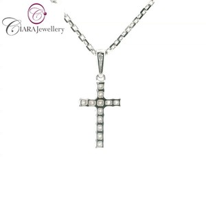 Everyday Wear 18K Blanco/Oro amarillo Diamante natural Cruz Colgante Precio al por mayor para regalo Cristiano - Product Image 6