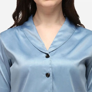 Elegante Conjunto de Pijama de Jersey de Algodón para Mujer, Transpirable, de Secado Rápido, con Cierre de Cordón, Cómodo, Ropa de Dormir OEM - Product Image 2