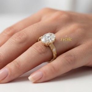 Diamante Cultivado en Laboratorio de Corte Ovalado de Moda, Claridad VS, 1.00-3.00 CT, Oro Sólido de 14K/18K, para Compromiso, Boda, Fiesta, Aniversario - Product Image 6