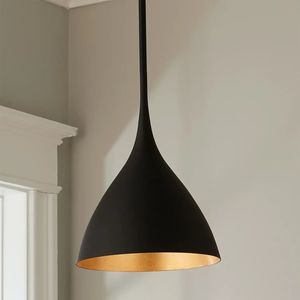 Stylish Modern Pendant Lamp <b>Black</b> <b>Shade</b> with Gold Inside Decorative Hanging Ceiling <b>Light</b> For Home Hotel Restaurant Decor - Product Image 3