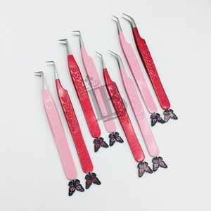 แหนบต่อขนตาสแตนเลสแบบยั่งยืน ดีไซน์ผีเสื้อ สีชมพูและสีแดง รุ่นยอดนิยม - Product Image 3