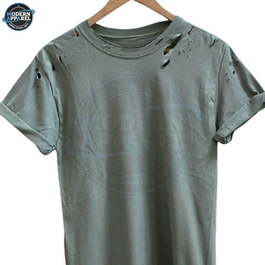 T-shirts respirants pour hommes, doux, effet vieilli, en coton personnalisé, coupe ajustée, col contrastant, confortables, en vente - Product Image 5