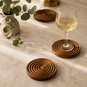 Royal Lattice Wooden Laser Cut Coaster Solid Wood Heat Resistant Cup Mat Decorative <b>Table</b> <b>Protector</b> Premium Decor - Product Image 5