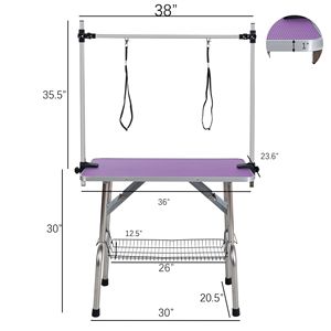 Tavolo da Toelettatura per Cani Pieghevole da 36 Pollici con Telaio in Acciaio Inossidabile, Morsetti Regolabili e Tappetino in Gomma per Pulizia e Cura - Product Image 6