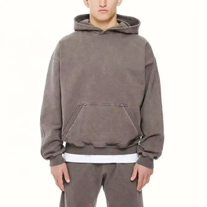 Ensemble de survêtement sportif pour homme style américain skinny, tendance, décontracté, sweat-shirt à capuche en coton imprimé uni, pantalon, ensemble 2 pièces - Product Image 3