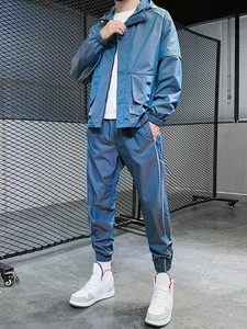 OEM Custom Summer Nylon Polyester Shell Tracksuit Two Piece Jogging Suit Track Windbreaker Jacket Shorts Sets for Men - Product Image 4