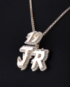 Pendentif de nom en lettres 19-JR en argent sterling 925, style hip-hop de luxe, diamant moissanite, pour hommes et femmes - Product Image 2