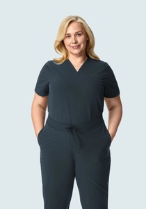 Ensemble de tenue médicale pour femme en coton tricoté, col en V, pantalon à taille élastiquée avec cordon de serrage, détection des aiguilles, thermocollage sans couture, pour usage hospitalier - Product Image 5