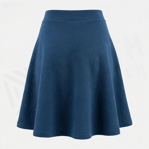 Women A-Line Mini <b>Skirt</b> Solid Color Knitted <b>Elastic</b> <b>Waist</b> Soft Spandex Polyester Fabric All Seasons Wear - Product Image 2