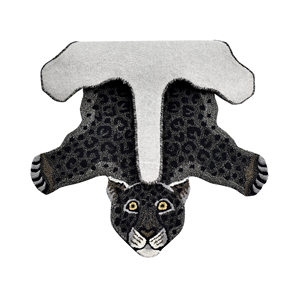 Tapis moderne en laine tuftée à la main, motif panthère noire, silhouette de léopard sauvage, tapis d'appoint doux 3D - Product Image 2