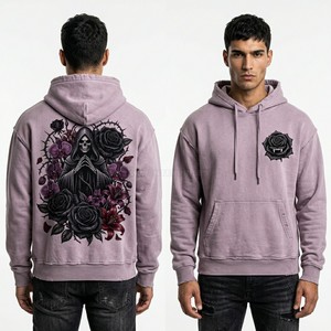 Sweat à capuche personnalisé pour homme, motif floral Grim Reaper, streetwear pastel, pull en molleton à capuche, fabricant - Product Image 1