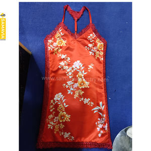 SAMAVIA Chemise de nuit personnalisée en dentelle à carreaux, coupe ajustée, sexy, en tissu peigné, longueur genou, pour femme, grandes tailles, taille élastique douce, OEM - Product Image 5