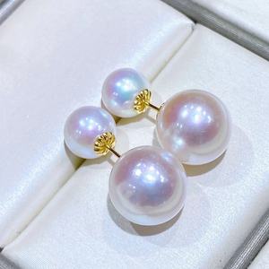 Versátiles Pendientes de Perlas de Agua Dulce Chapados en Oro de 14K, Serie Simple de Hojas Cuadradas Templadas, Belleza Natural - Product Image 1