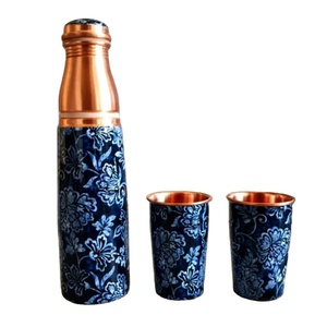 Stylish and Classic Copper Water <b>Bottle</b> With Enamel Print Design Most Demanding Low Price Use for <b>Drink</b> Table Top Decoration - Product Image 1