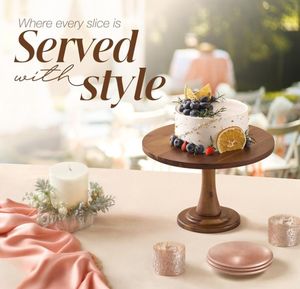 Support à gâteau en bois naturel vintage fait main, plateau en bois écologique, présentoir à desserts pour mariages, fêtes et décoration intérieure - Product Image 4