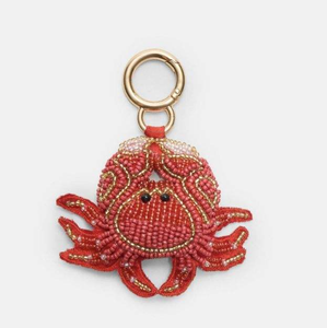 Porte-clés brodé artisanal personnalisé en perles, motifs banane/cerise, soleil/hibou, vin, pour sacs, fabriqué à la main en Inde - Product Image 2