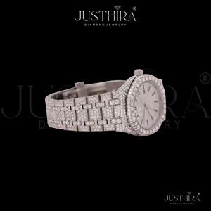 Moissanite Diamond Quartz <b>Watch</b> <b>Square</b> Unisex VVS Clarity Fully Iced Roman Dial Stainless Steel Band Alloy HipHop Sporty Daily - Product Image 4