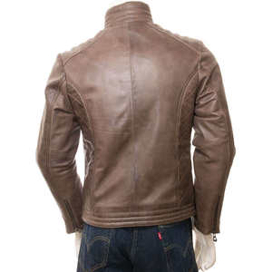 Chaqueta de hombre 100% cuero genuino con cuello alto, estilo urbano, transpirable y cómoda, para invierno. - Product Image 2