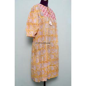 Vestido Informal para Fiestas, Vestido de Verano, Vestido de Moda de Algodón para Mujer, Vestido Tipo Canguro con Estampado Floral Hecho a Mano - Product Image 4