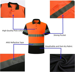 เสื้อโปโลสะท้อนแสง DYNEGO APPARELS สำหรับผู้ชาย เหมาะสำหรับงานกลางคืน งานก่อสร้างบนถนน ป้องกันแบคทีเรีย - Product Image 4