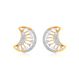 Elegant Gold and <b>Silver</b> Crescent Moon Inspired Fashion Ring with Sparkling CZ Stones and Intricate Openwork Design - Product Image 1