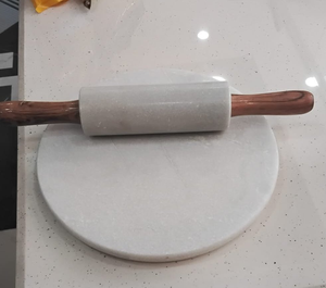 Tabla de Repostería de Mármol de la Mejor Calidad, Rodillo de Madera y Mármol, Tabla de Cocina Ecológica de Mármol Natural - Product Image 1