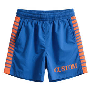 <b>Men</b> <b>Red</b> Solid Sport <b>Shorts</b> Front Logo Mid Elastic Waist White Side Stripes Quick Dry 100% Polyester 80g Digital Printed Summer - Product Image 5