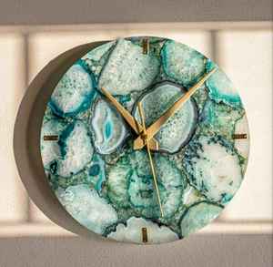 Natural Agate Stone Wall <b>Clock</b> Handcrafted Luxury Wall Décor with Prosperity Positive Energy Vibes - Product Image 1