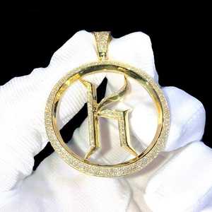 Colgante de Moissanita con Letra K Personalizada en Círculo, Chapado en Oro, Estilo Hip Hop, Plata de Ley 925, Joyería Fina, Colgantes y Dijes - Product Image 1