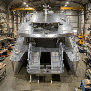 Catamarán de aluminio de lujo personalizado UBI 2250 de 22 m, yate de crucero con motor interno de 1150 HP x 2, 30-35 nudos, toldo bimini, control remoto y batería. - Product Image 1