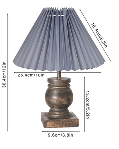 Green distress wood <b>table</b> lamp jute dome shade <b>rustic</b> trophy base <b>bedside</b> night light for farmhouse living room wholesale OEM - Product Image 5