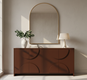 ตู้ข้างไม้ทรงครึ่งวงกลมทันสมัย ตู้ไม้ทรงครึ่งวงกลม 4 ประตู ตู้ไม้ทรงโค้ง ดีไซน์โค้งทันสมัยสำหรับจัดเก็บ - Product Image 2