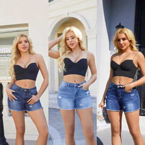 Shorts de Mezclilla Rectos de Cintura Alta, Estilo Americano, Pantalones Casuales para Mujer, para Uso Diario Intenso y Profesional - Product Image 3