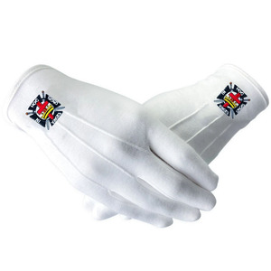 Gants en coton blancs maçonniques avec motif croix et épée brodés, longueur poignet, respirants, pour usage quotidien professionnel et extérieur, style uni - Product Image 4