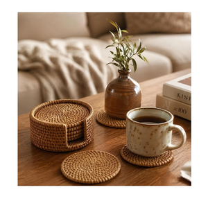 Posavasos de Ratán Resistentes al Calor, Accesorios Decorativos para Mesa con Forma Redonda, Juego de 6 Piezas en Oferta - Product Image 5