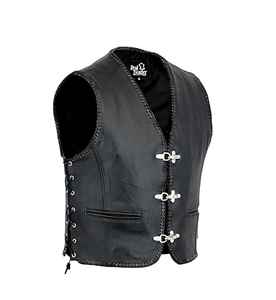 Gilet de motard en cuir noir pour homme, style club de motards, du S au 3XL - Product Image 1