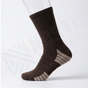 Brown Crew <b>Socks</b> Solid Knitted Breathable Casual Adult Regular Style - Product Image 3