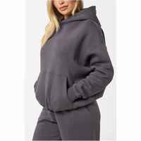 Hoodie dan setelan olahraga unisex berbahan rajutan waffle internasional tiga warna, ber-zipper, dan berpotongan lebar, 2 potong, 100% poliester, untuk musim dingin