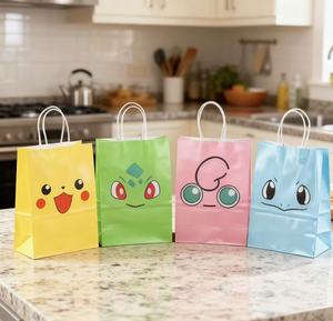 Sacs cadeaux en papier kraft pour <span class=keywords><strong>bébé</strong></span>, thème Pikachu, impression personnalisée tendance, dessin animé - Product Image 4