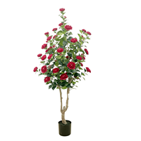 CHUANGFA 152cm Bonsaï artificiel Camélia en plastique, plante décorative pour la maison et les mariages, magnifiques plantes artificielles, verdure