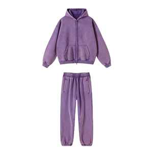 Survêtements d'hiver solides lavés à l'acide pour adultes Plus Size Services OEM de haute qualité Tissu polaire respirant à séchage rapide - Product Image 1