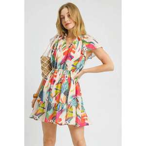 Umgee Imprimé Tie Neck Ruffled Hem Dress Handmade Variant Fulfillment Service - Product Image 3