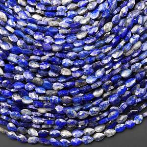 Chaîne de perles en lapis-lazuli bleu naturel facetté en forme de feuille pour la fabrication de bijoux DIY en gros - Product Image 6