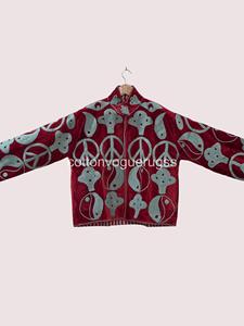 Uzbek Outerwear <b>Coat</b> Handmade Velvet Suzani Eco-Friendly Winter Boho Embroidered Women's Luxury <b>Coat</b> for Party Wear - Product Image 2