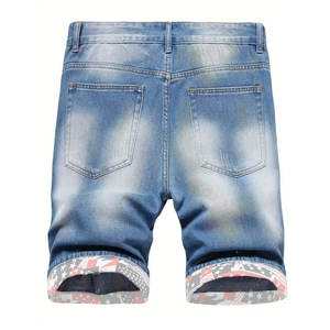 Shorts en jean pour homme, style Carpenter, à double genouillère, déchirés, cargo, délavé bleu clair, Jorts - Product Image 2